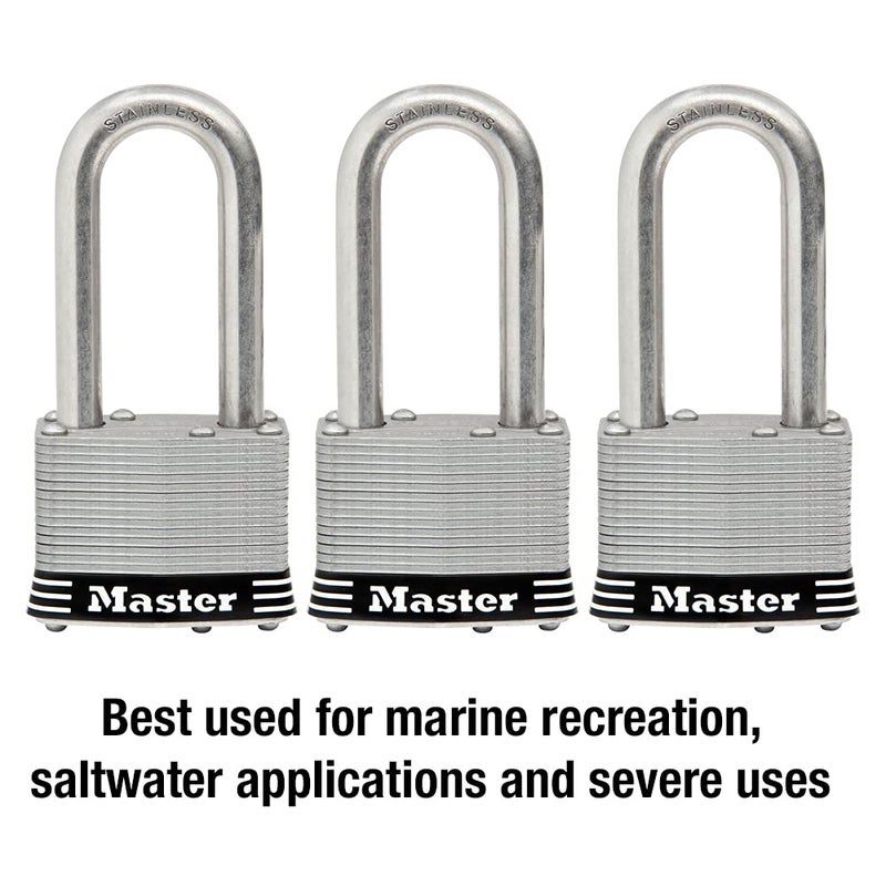 Master Lock 1SSTRILH Stainless Steel Outdoor Padlock with Key, 3 Pack Keyed-Alike - Image 2